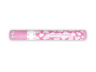 Vystřelovací konfety - bílá srdce - 40 cm