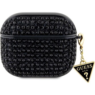 Guess Rhinestones Triangle Metal Logo pouzdro AirPods 3 černé