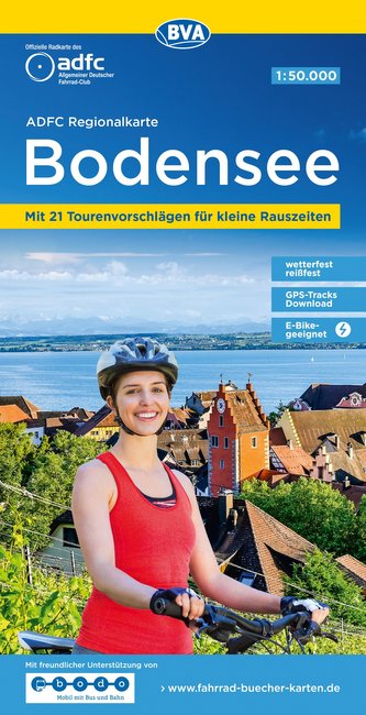 ADFC-Regionalkarte Bodensee, 1:50.000, reiß- und wetterfest, mit kostenlosem GPS-Download der Touren via BVA-website oder Karten