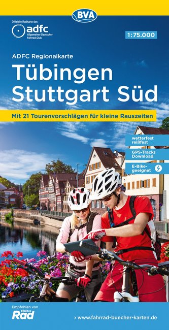 ADFC-Regionalkarte Tübingen - Stuttgart Süd, 1:75.000, reiß- und wetterfest,mit kostenlosem GPS-Download der Touren via BVA-webs