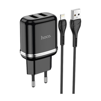 Cestovní nabíječ HOCO N4 Aspiring 2x USB 2,4A + kabel Lightning, černá