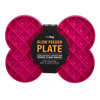 SloDog lízací / zpomalovací miska kost růžová