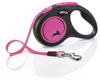 Flexi NEW NEON páskové vodítko S růžová 5m do 15kg Flexi NEW NEON páskové vodítko S růžová 5m do 15kg