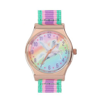 Hodinky Miss Melody, Zeleno-růžovo-fialový řemínek