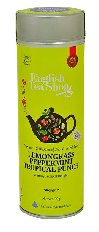 English Tea Shop Citrónová tráva, máta a tropické ovoce BIO 15 pyramidek v plechovce