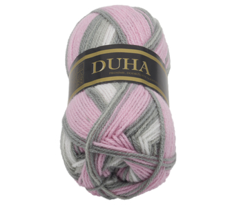 Příze DUHA - bílá, šedá, růžová - 50g / 150 m