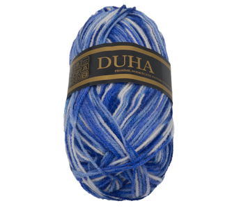Příze DUHA - bílá, modrá - 50g / 150 m