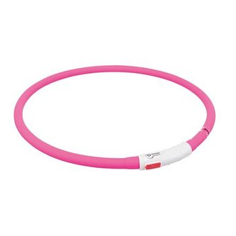 Flash USB svítící obojek XS-XL 70 cm / 10 mm,  - růžová (RP 2,10 Kč)
