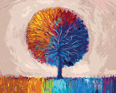 Malování podle čísel - BAREVNÝ STROM - 40x50 cm, vypnuté plátno na rám