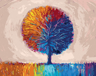 Malování podle čísel - BAREVNÝ STROM - 40x50 cm, vypnuté plátno na rám