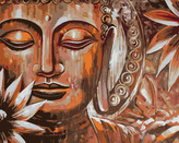 Malování podle čísel - BRONZOVÝ BUDDHA A KVĚTINY - 40x50 cm, bez rámu a bez vypnutí plátna