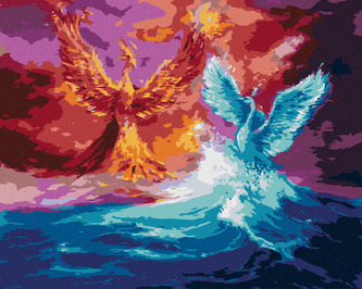 Malování podle čísel - FÉNIX A LABUŤ - 40x50 cm, vypnuté plátno na rám