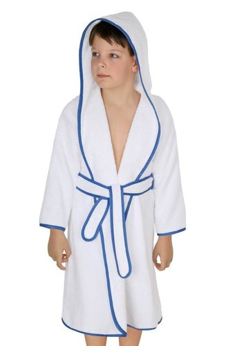 Froté župan - bílý s modrou stuhou - vel. 5 - 7 let