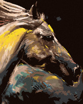 Malování podle čísel - PORTRÉT BAREVNÉHO KONĚ - 80x100 cm, bez rámu a bez vypnutí plátna