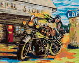 Malování podle čísel - ŽENA A MOTORKA - 80x100 cm, vypnuté plátno na rám