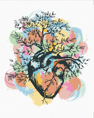 Malování podle čísel - PŘÍRODA V SRDCI - 40x50 cm, vypnuté plátno na rám