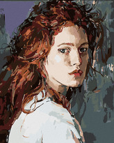 Malování podle čísel - MALOVANÁ ŽENA SE ZRZAVÝMI VLASY - 80x100 cm, vypnuté plátno na rám