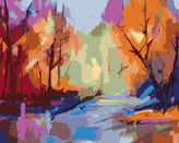 Malování podle čísel - ABSTRAKTNÍ KRAJINA - 80x100 cm, vypnuté plátno na rám