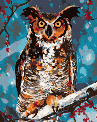 Malování podle čísel - SOVA V LESE - 40x50 cm, vypnuté plátno na rám