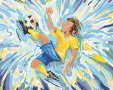 Malování podle čísel - FOTBALISTA NA MODRÉM POZADÍ - 80x100 cm, vypnuté plátno na rám