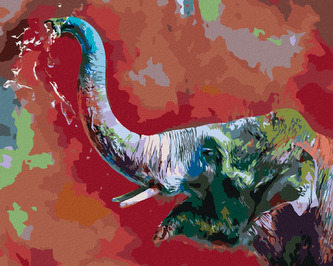 Malování podle čísel - ŠŤASTNÝ BAREVNÝ SLON - 80x100 cm, vypnuté plátno na rám