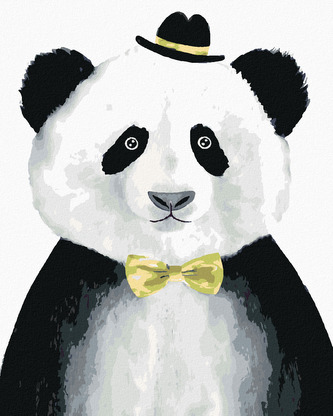 Malování podle čísel - PANDA S KLOBOUČKEM - 80x100 cm, vypnuté plátno na rám
