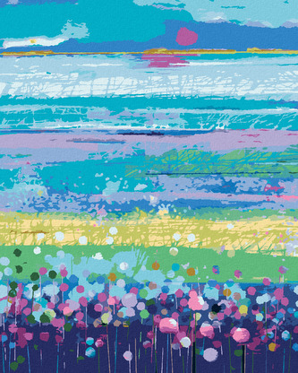 Malování podle čísel - ABSTRAKTNÍ LOUKA - 80x100 cm, vypnuté plátno na rám