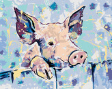 Malování podle čísel - ŠŤASTNÉ PRASÁTKO - 40x50 cm, bez rámu a bez vypnutí plátna