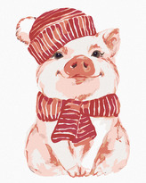 Malování podle čísel - PRASE S ČERVENOU ŠÁLOU A ČEPICÍ - 40x50 cm, vypnuté plátno na rám