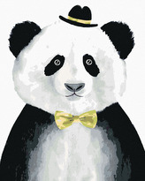 Malování podle čísel - PANDA S KLOBOUČKEM - 80x100 cm, bez rámu a bez vypnutí plátna