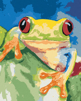 Malování podle čísel - ŽÁBA SEDÍCÍ NA LISTU - 80x100 cm, vypnuté plátno na rám
