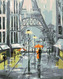 Malování podle čísel - PAŘÍŽ A PROCHÁZEJÍCÍ SE PÁR - 80x100 cm, vypnuté plátno na rám