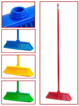 Smeták Sovrana čtyř barev s tyčí 120cm , ZELENÁ; 131x27x5 cm; plast, kov