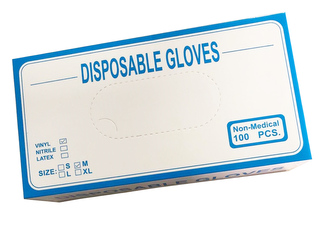 Rukavice jednorázové bezpudrové 100 ks (M) ;22x11,5x6,5 cm; vinyl
