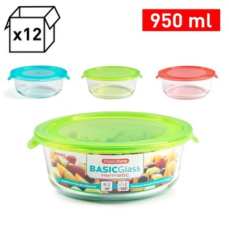 Dóza skleněná BASIC 950ml; 18,8x17,5x6,7cm; sklo, plast