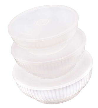 Mísa INSALATIERA sada 3 ks - 20cm,22cm,24cm s víčky; transparent; plast