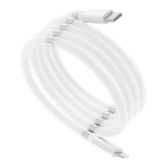 Datový kabel Magnet, USB Typ C - Lightning 3A, barva bílá