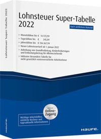 Lohnsteuer Super-Tabelle 2022 - inkl. Onlinezugang