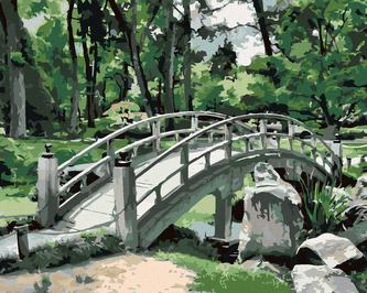 Malování podle čísel - JAPONSKO MOST U LESA - 80x100 cm, vypnuté plátno na rám