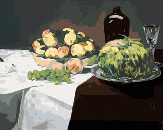 Malování podle čísel - ZÁTIŠÍ S MELOUNEM A BROSKVEMI (ÉDOUARD MANET) - 80x100 cm, vypnuté plátno na rám