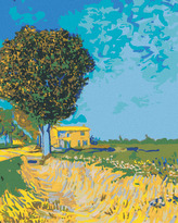Malování podle čísel - ALEJ V ARLES S DOMY (VINCENT VAN GOGH) - 80x100 cm, bez rámu a bez vypnutí plátna