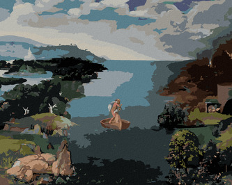 Malování podle čísel - KRAJINA S CHARONEM PŘEKRAČUJÍCÍM STYX (JOACHIM PATINIR) - 40x50 cm, vypnuté plátno na rám