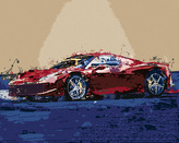 Malování podle čísel - ČERVENÉ ABSTRAKTNÍ AUTO FERRARI - 40x50 cm, bez rámu a bez vypnutí plátna
