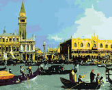 Malování podle čísel - NÁVRAT BUCINTORA DO PŘÍSTAVU NA SVÁTEK NANEBEVSTOUPENÍ (CANALETTO) - 40x50 cm, vypnuté plátno na rám