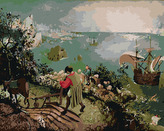 Malování podle čísel - PÁD IKARŮV (PIETER BRUEGEL) - 80x100 cm, vypnuté plátno na rám