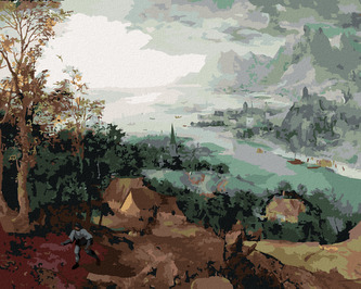 Malování podle čísel - KRAJINA S ROZSÉVAČEM (PIETER BRUEGEL) - 80x100 cm, bez rámu a bez vypnutí plátna