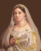Malování podle čísel - DÁMA SE ZÁVOJEM (RAFFAELLO SANTI) - 80x100 cm, bez rámu a bez vypnutí plátna
