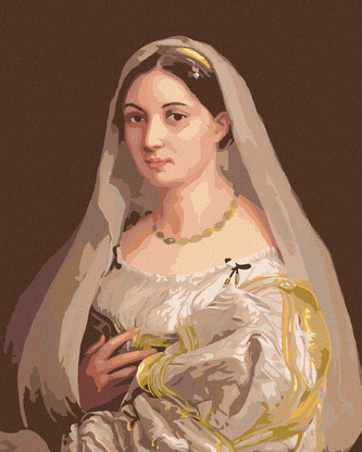 Malování podle čísel - DÁMA SE ZÁVOJEM (RAFFAELLO SANTI) - 80x100 cm, bez rámu a bez vypnutí plátna