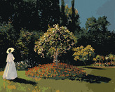 Malování podle čísel - ŽENA V ZAHRADĚ (CLAUDE MONET) - 80x100 cm, bez rámu a bez vypnutí plátna