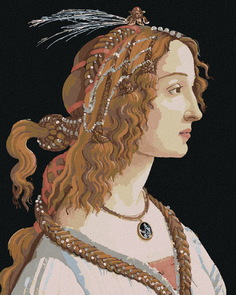 Malování podle čísel - PORTRÉT DÁMY (SANDRO BOTTICELLI) - 80x100 cm, bez rámu a bez vypnutí plátna
